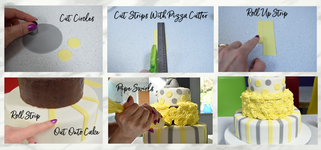 Three Tier Baby Shower Cake Step by Step Instructions for Decorating