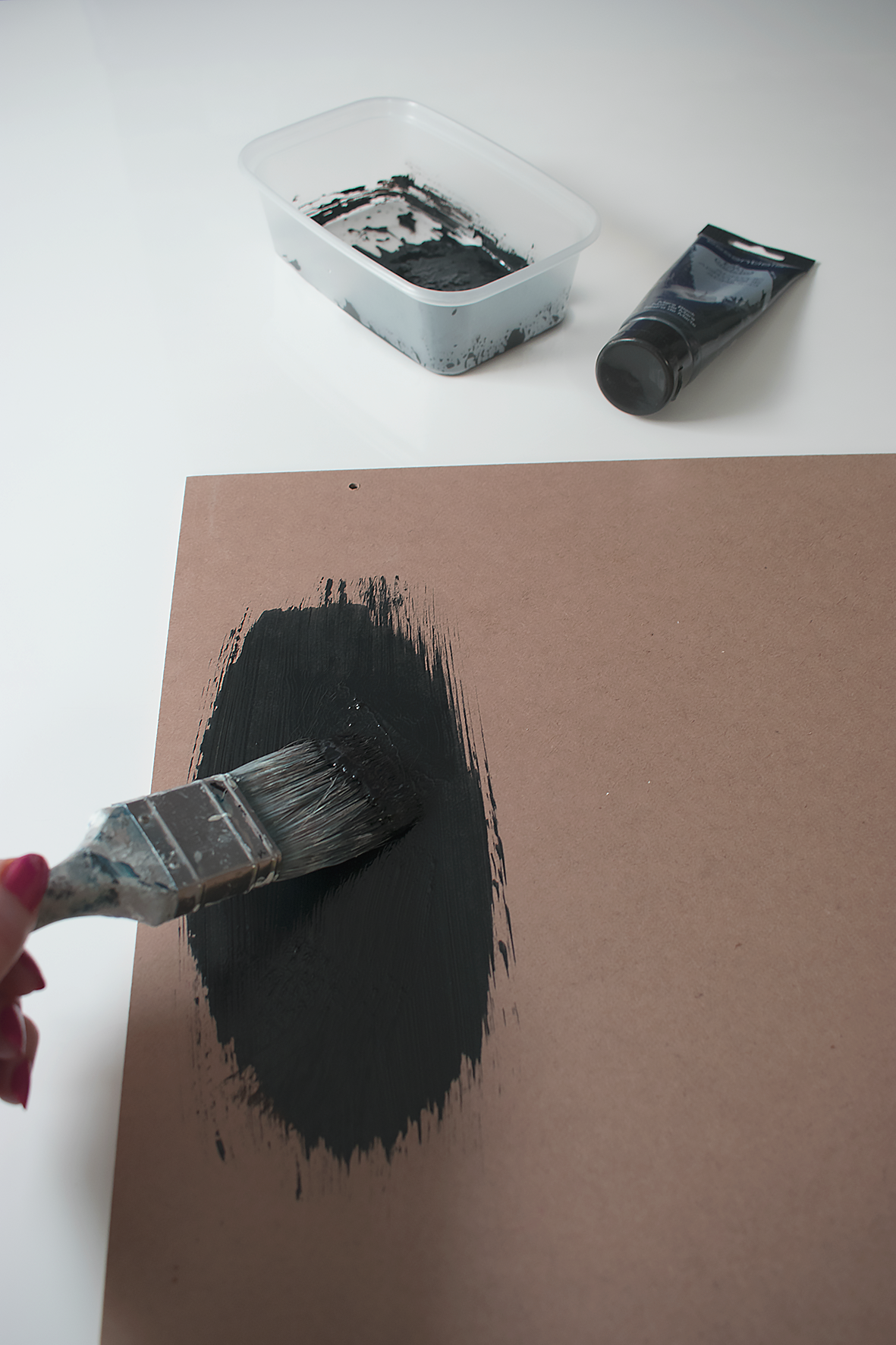 Paint MDF board Black for DIY wall art
