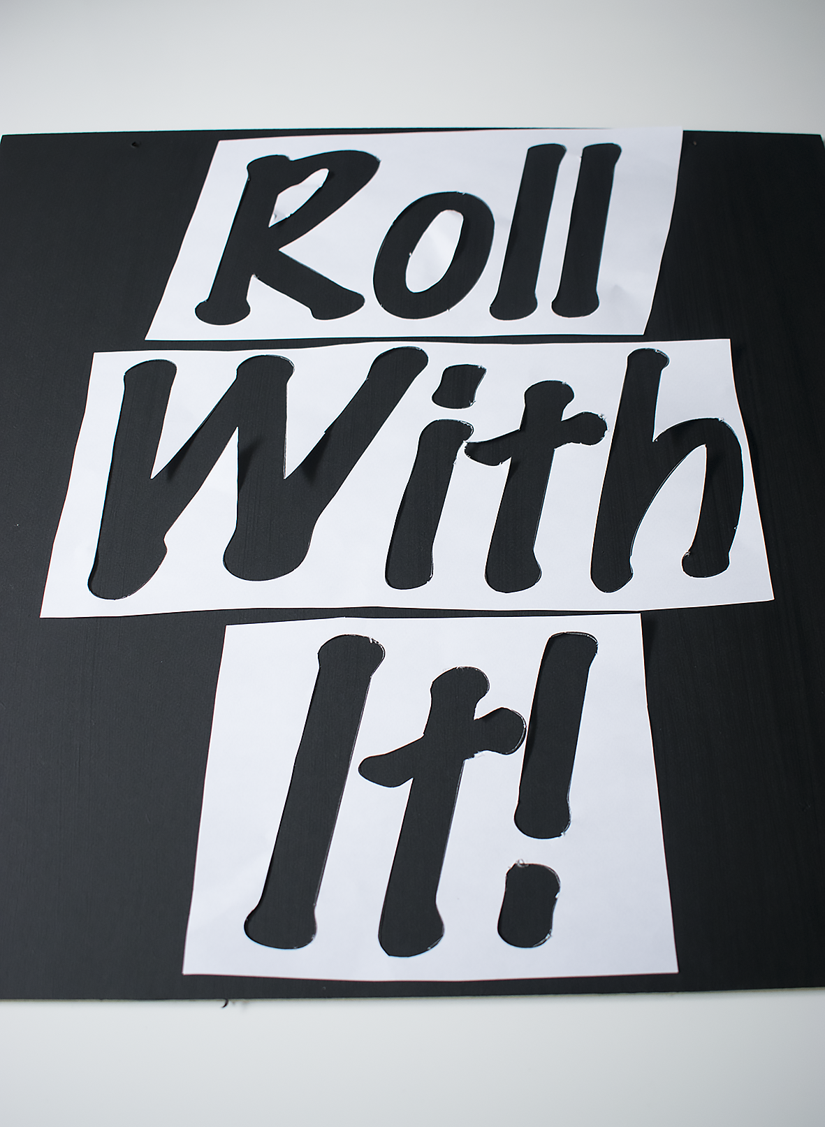 roll with it wall art stencil