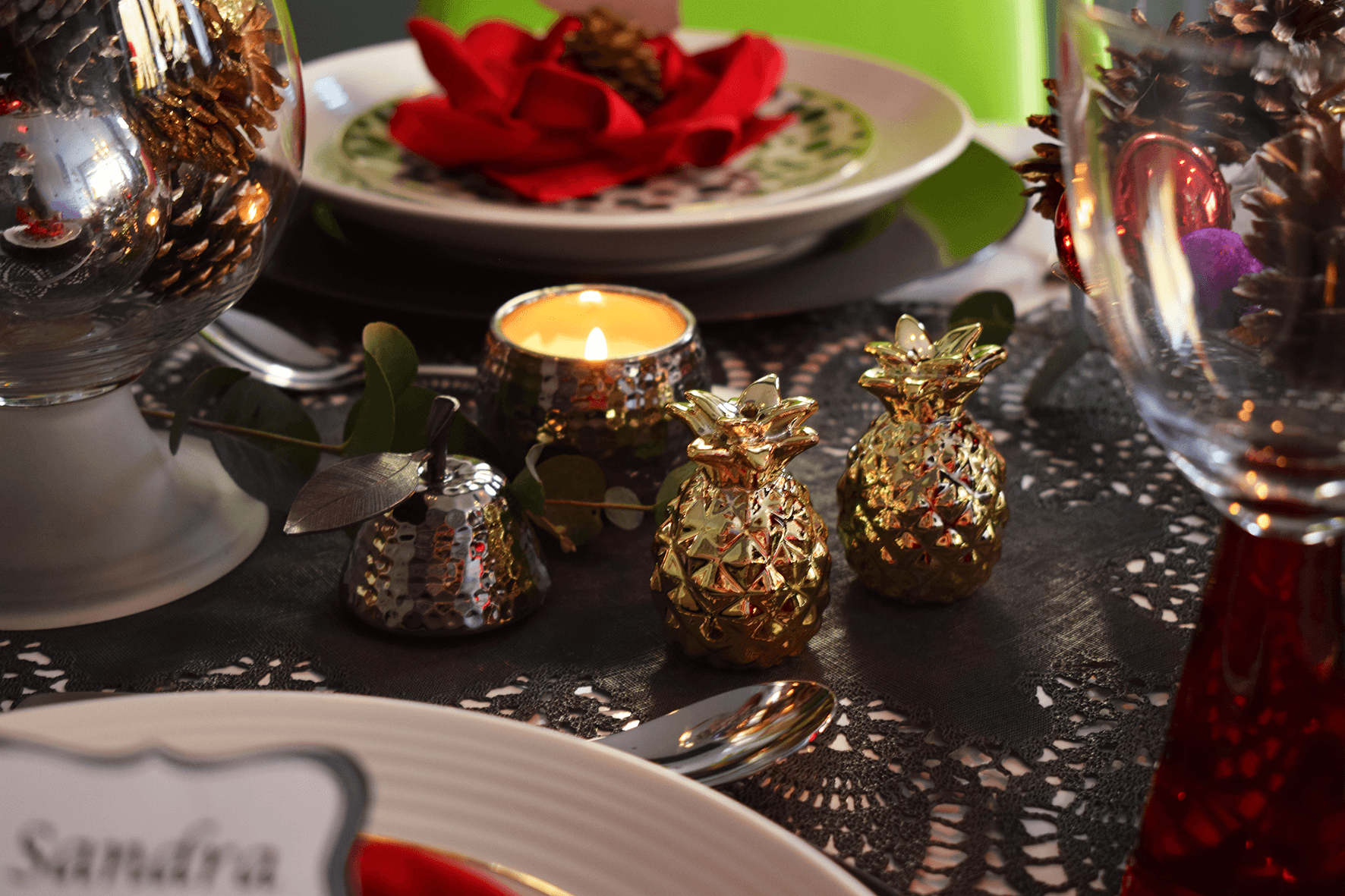 Gold Pineapple Salt and Pepper Shakers