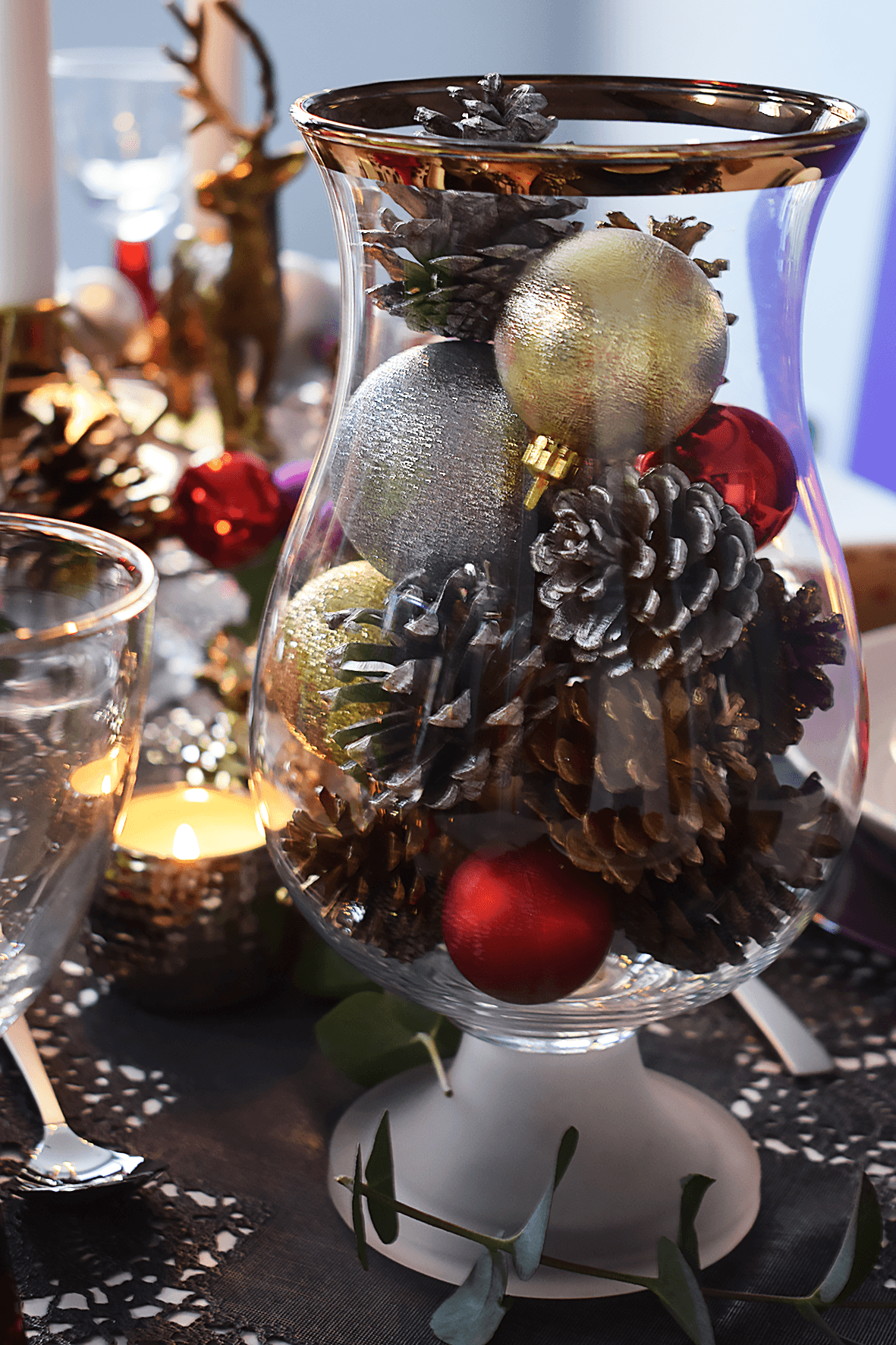 Gold Rim Christmas Vase