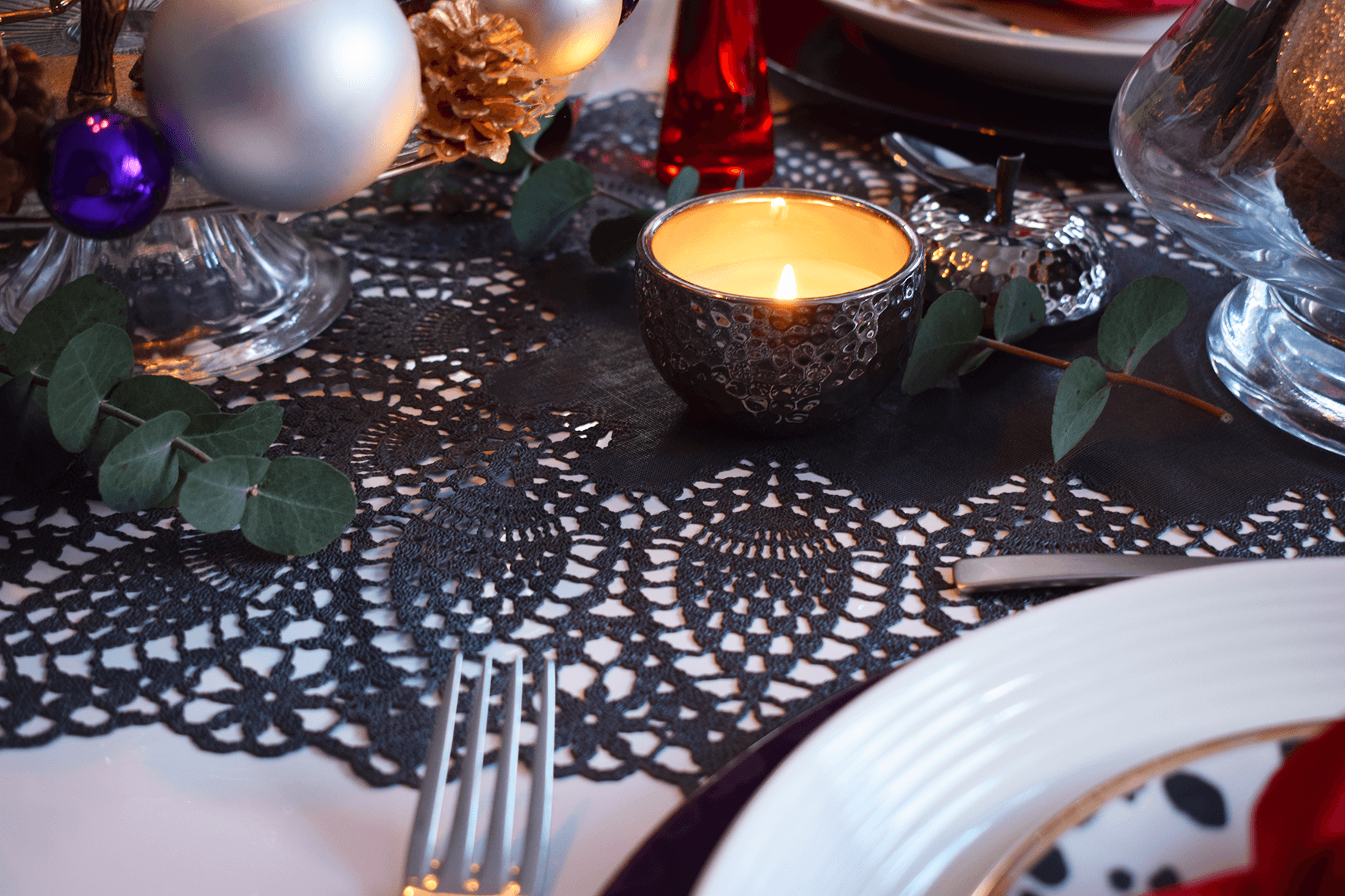Black lace table runner
