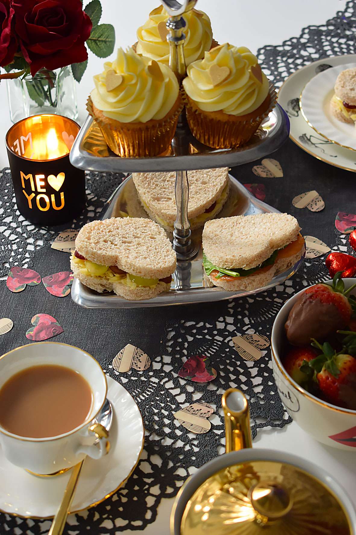 Valentine's Afternoon Tea Glam Table Setting