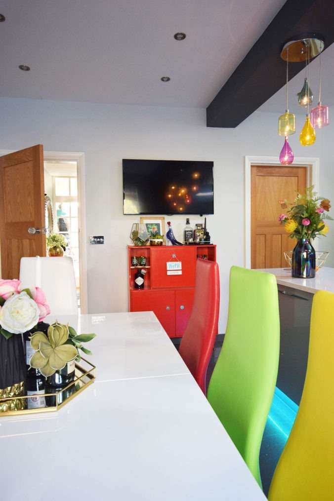 colourful kitchen diner before picture.