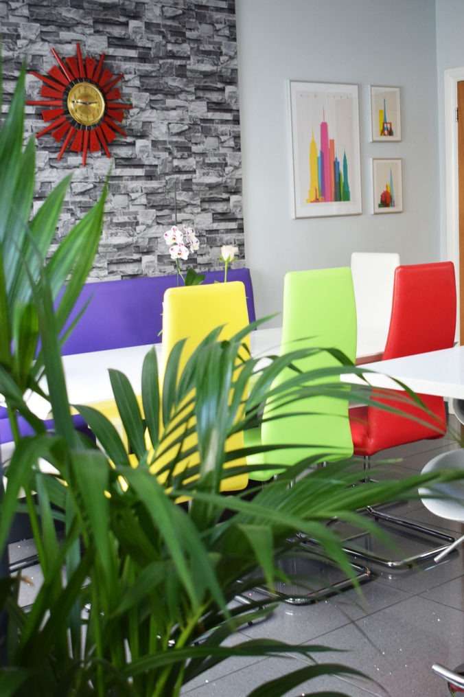 colourful dining area. Before picture.